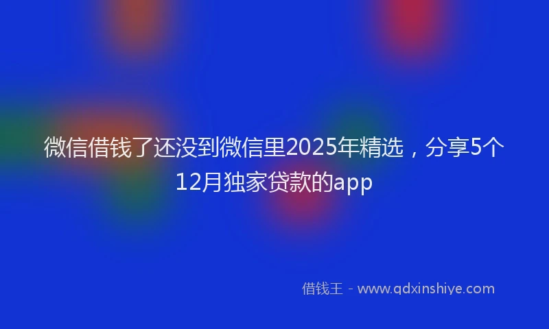 微信借钱了还没到微信里2025年精选，分享5个12月独家贷款的app