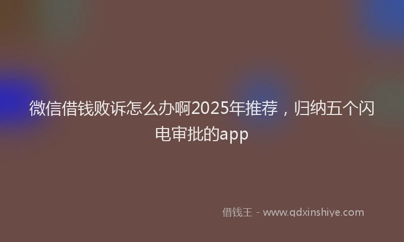 微信借钱败诉怎么办啊2025年推荐，归纳五个闪电审批的app