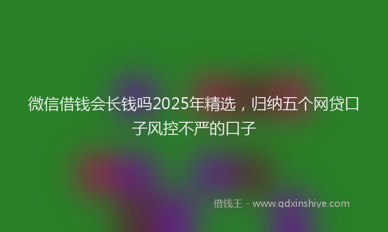 微信借钱会长钱吗2025年精选，归纳五个网贷口子风控不严的口子