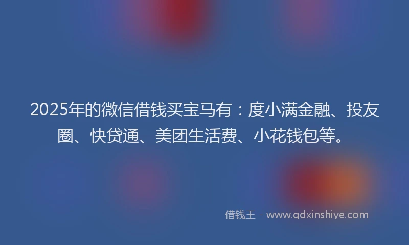 2025年的微信借钱买宝马有：度小满金融、投友圈、快贷通、美团生活费、小花钱包等。
