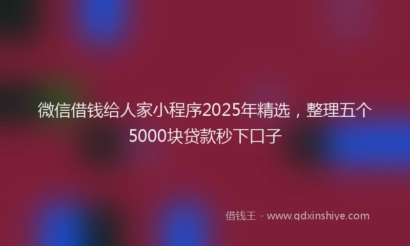 微信借钱给人家小程序2025年精选，整理五个5000块贷款秒下口子