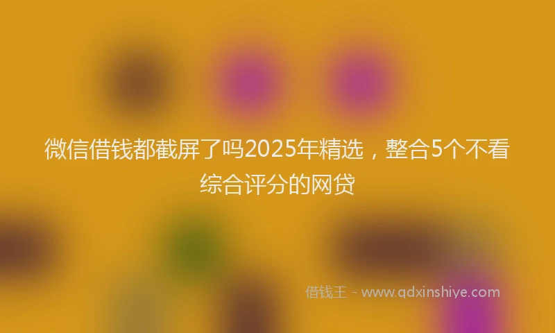 微信借钱都截屏了吗2025年精选，整合5个不看综合评分的网贷