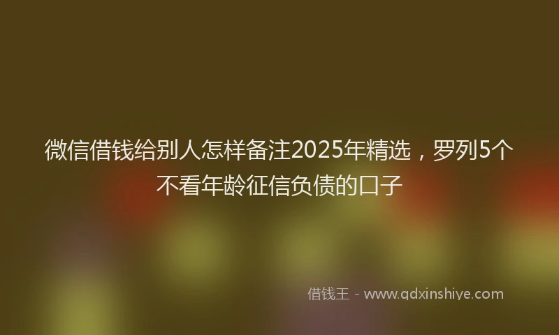 微信借钱给别人怎样备注2025年精选，罗列5个不看年龄征信负债的口子