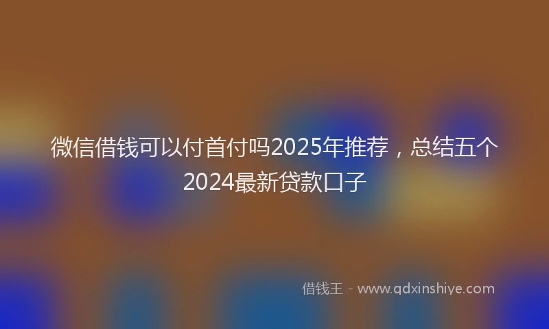 微信借钱可以付首付吗2025年推荐，总结五个2024最新贷款口子