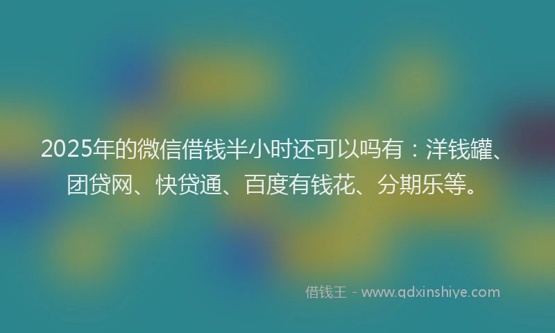 2025年的微信借钱半小时还可以吗有：洋钱罐、团贷网、快贷通、百度有钱花、分期乐等。