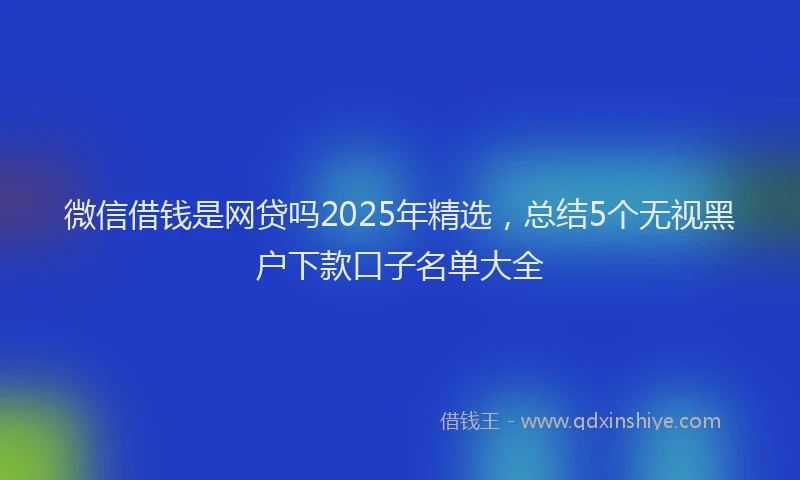 微信借钱是网贷吗2025年精选，总结5个无视黑户下款口子名单大全