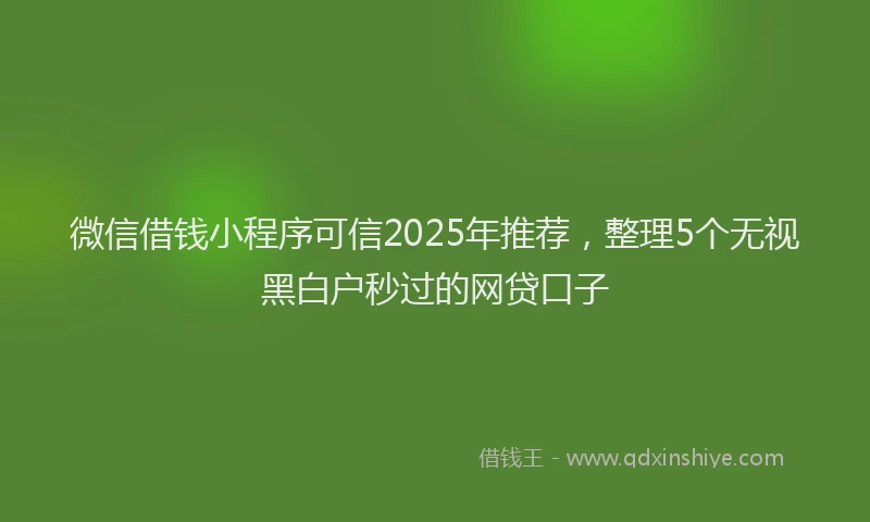 微信借钱小程序可信2025年推荐，整理5个无视黑白户秒过的网贷口子