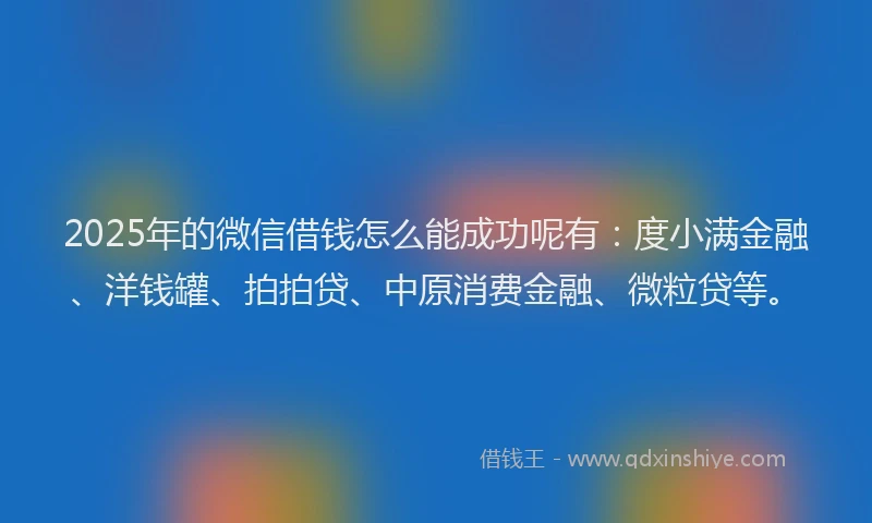2025年的微信借钱怎么能成功呢有：度小满金融、洋钱罐、拍拍贷、中原消费金融、微粒贷等。