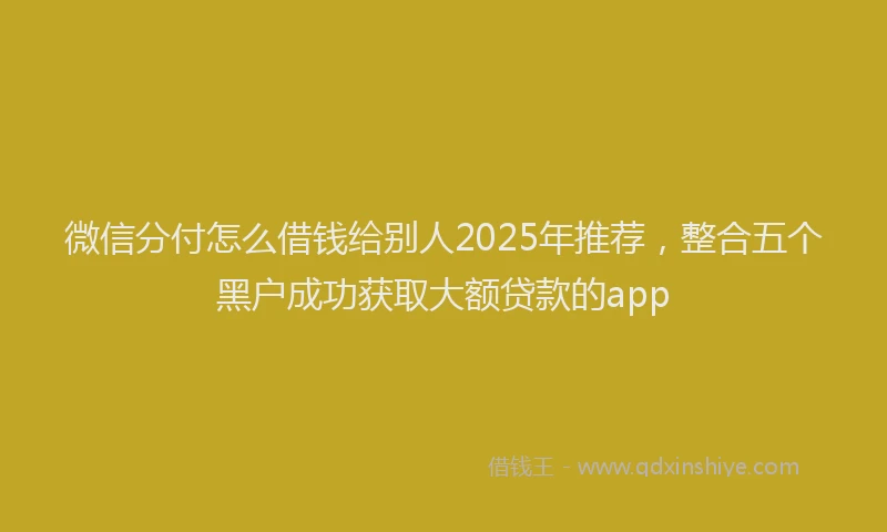 微信分付怎么借钱给别人2025年推荐，整合五个黑户成功获取大额贷款的app