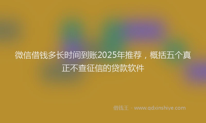 微信借钱多长时间到账2025年推荐，概括五个真正不查征信的贷款软件