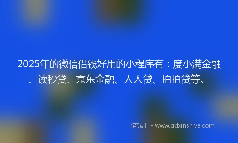 2025年的微信借钱好用的小程序有：度小满金融、读秒贷、京东金融、人人贷、拍拍贷等。