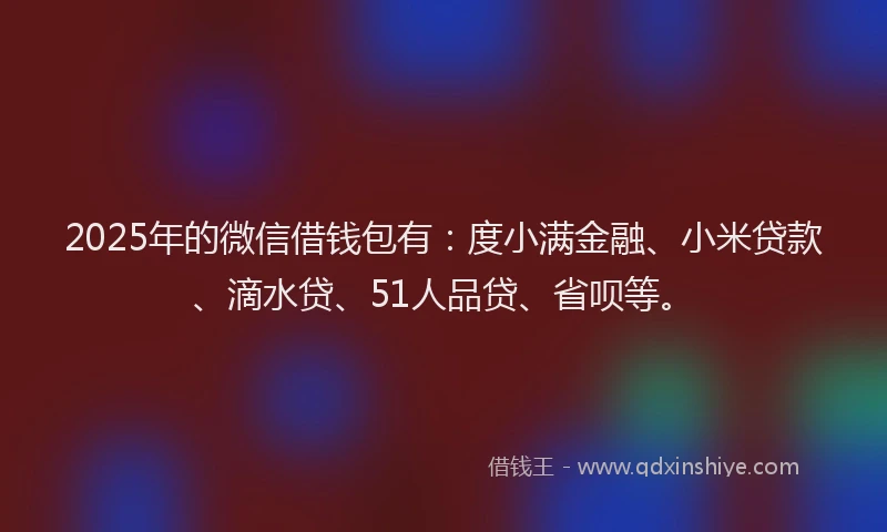 2025年的微信借钱包有：度小满金融、小米贷款、滴水贷、51人品贷、省呗等。