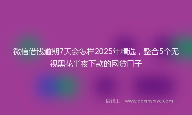 微信借钱逾期7天会怎样2025年精选，整合5个无视黑花半夜下款的网贷口子