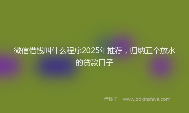 微信借钱叫什么程序2025年推荐，归纳五个放水的贷款口子