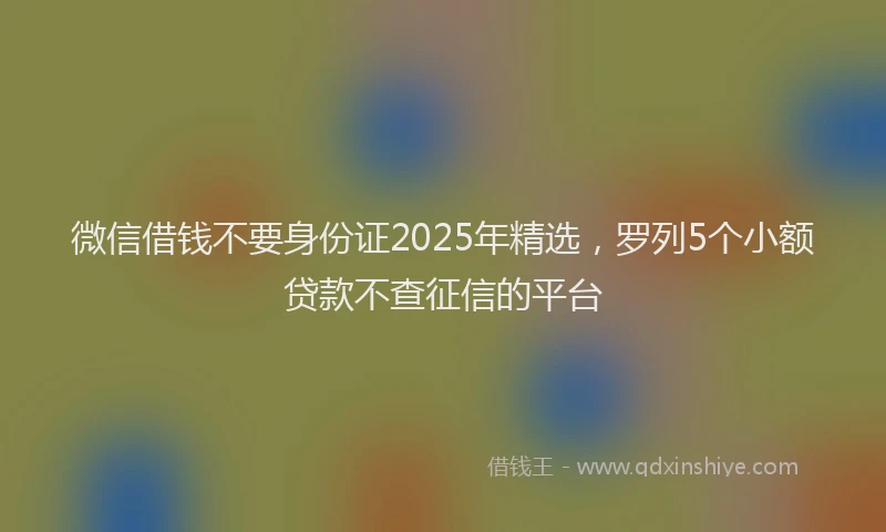 微信借钱不要身份证2025年精选，罗列5个小额贷款不查征信的平台