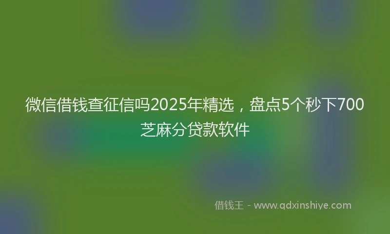 微信借钱查征信吗2025年精选，盘点5个秒下700芝麻分贷款软件