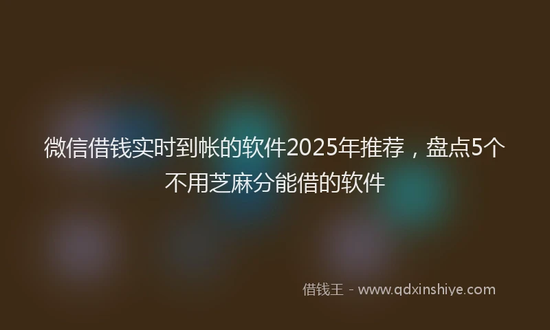 微信借钱实时到帐的软件2025年推荐，盘点5个不用芝麻分能借的软件