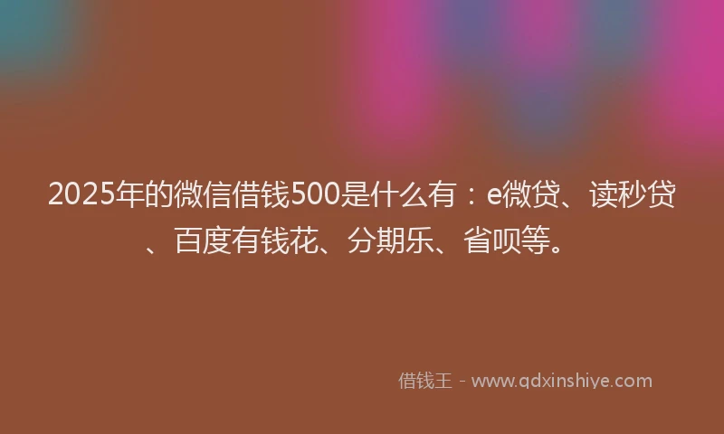 2025年的微信借钱500是什么有：e微贷、读秒贷、百度有钱花、分期乐、省呗等。