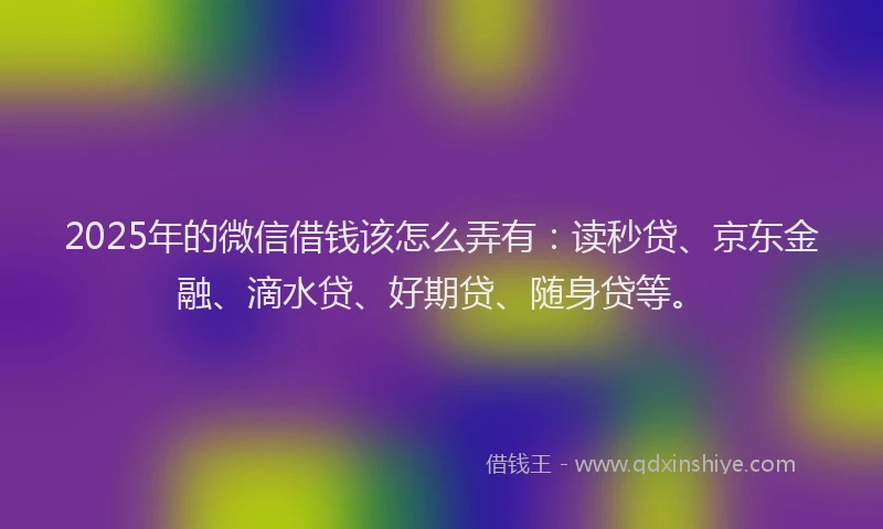 2025年的微信借钱该怎么弄有：读秒贷、京东金融、滴水贷、好期贷、随身贷等。