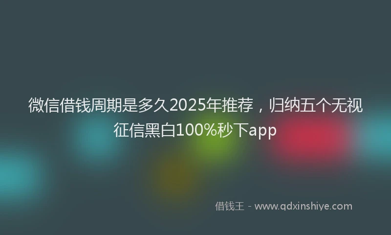 微信借钱周期是多久2025年推荐，归纳五个无视征信黑白100%秒下app