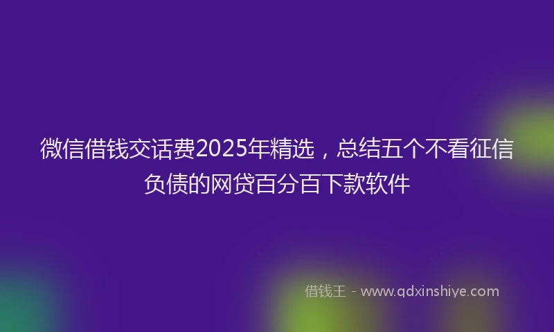 微信借钱交话费2025年精选，总结五个不看征信负债的网贷百分百下款软件