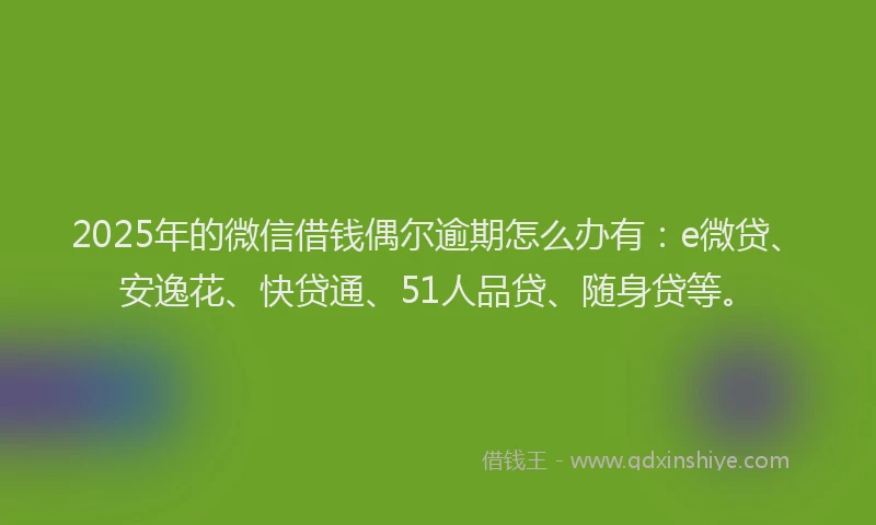 2025年的微信借钱偶尔逾期怎么办有：e微贷、安逸花、快贷通、51人品贷、随身贷等。