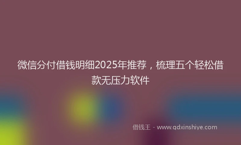 微信分付借钱明细2025年推荐，梳理五个轻松借款无压力软件