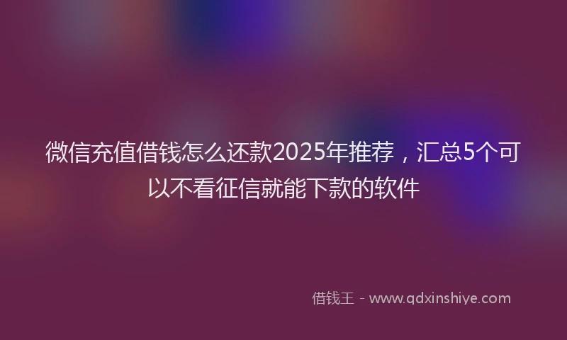 微信充值借钱怎么还款2025年推荐，汇总5个可以不看征信就能下款的软件