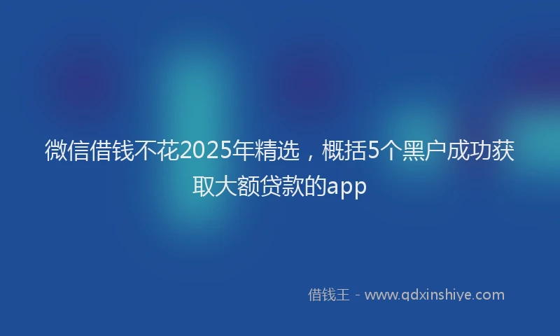 微信借钱不花2025年精选，概括5个黑户成功获取大额贷款的app