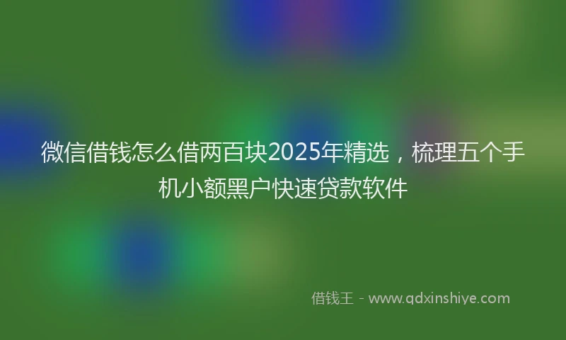 微信借钱怎么借两百块2025年精选，梳理五个手机小额黑户快速贷款软件
