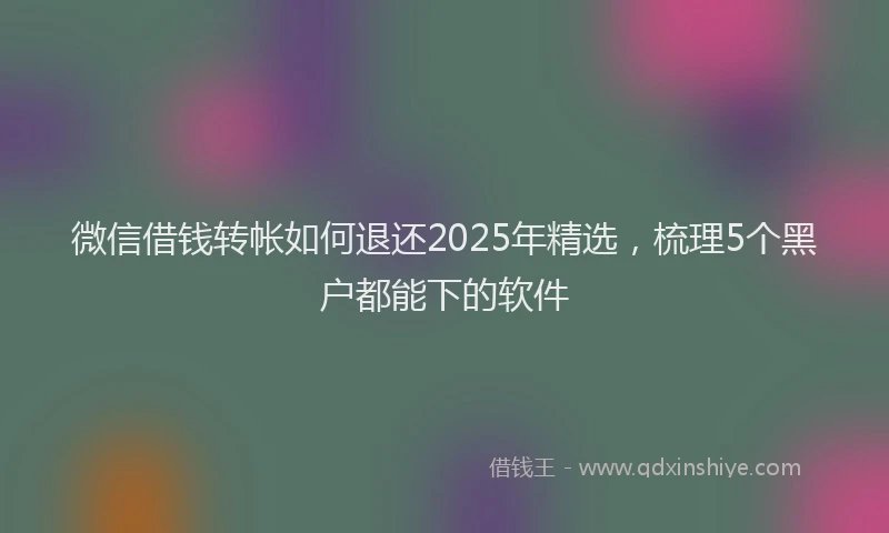 微信借钱转帐如何退还2025年精选，梳理5个黑户都能下的软件