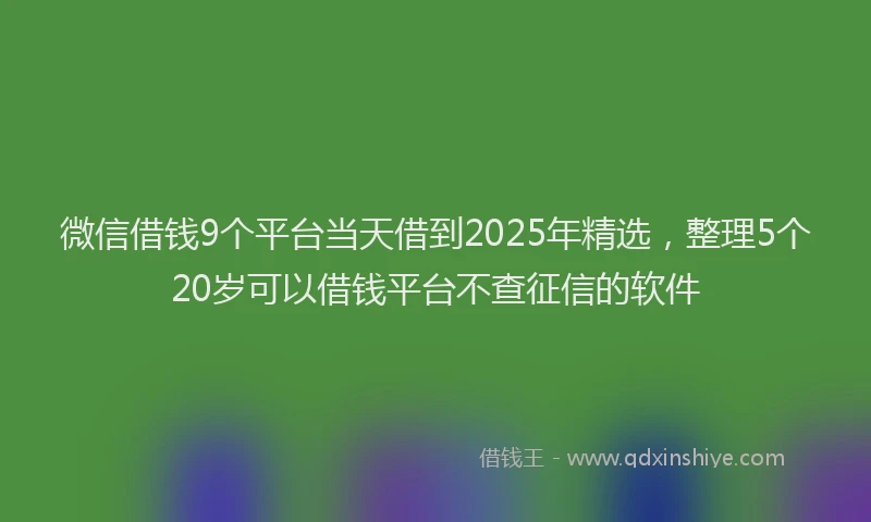 微信借钱9个平台当天借到2025年精选，整理5个20岁可以借钱平台不查征信的软件