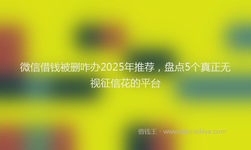 微信借钱被删咋办2025年推荐，盘点5个真正无视征信花的平台