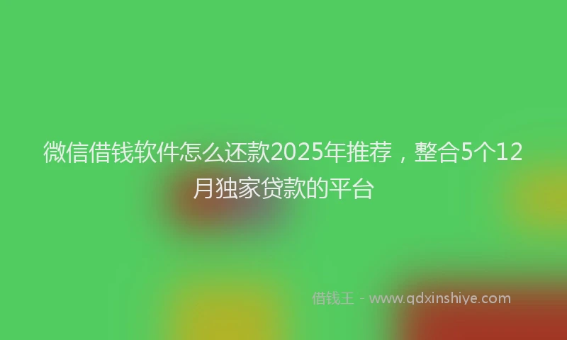 微信借钱软件怎么还款2025年推荐，整合5个12月独家贷款的平台