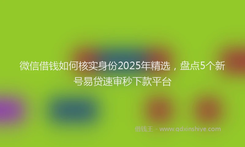 微信借钱如何核实身份2025年精选，盘点5个新号易贷速审秒下款平台
