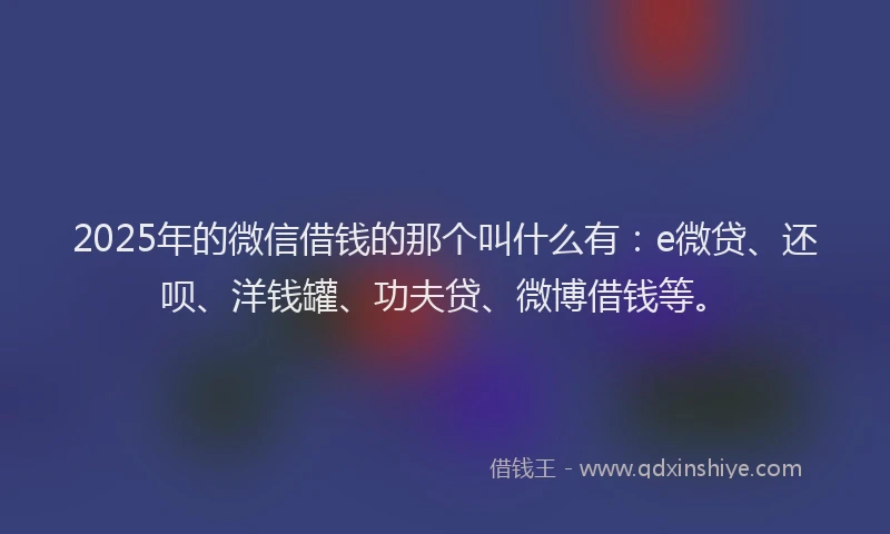 2025年的微信借钱的那个叫什么有：e微贷、还呗、洋钱罐、功夫贷、微博借钱等。
