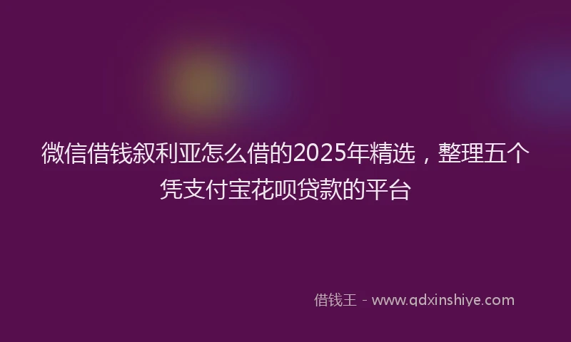 微信借钱叙利亚怎么借的2025年精选，整理五个凭支付宝花呗贷款的平台