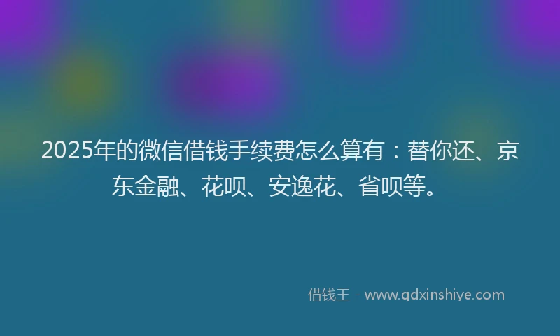 2025年的微信借钱手续费怎么算有：替你还、京东金融、花呗、安逸花、省呗等。