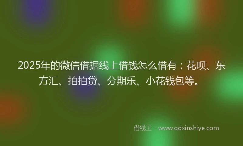 2025年的微信借据线上借钱怎么借有：花呗、东方汇、拍拍贷、分期乐、小花钱包等。