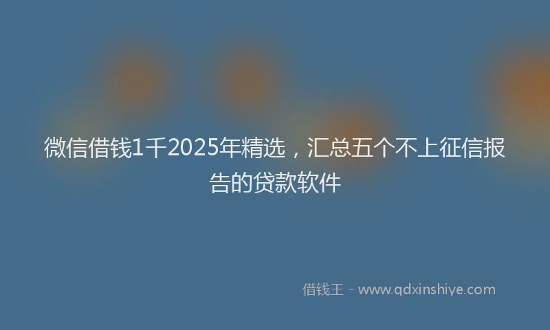微信借钱1千2025年精选，汇总五个不上征信报告的贷款软件