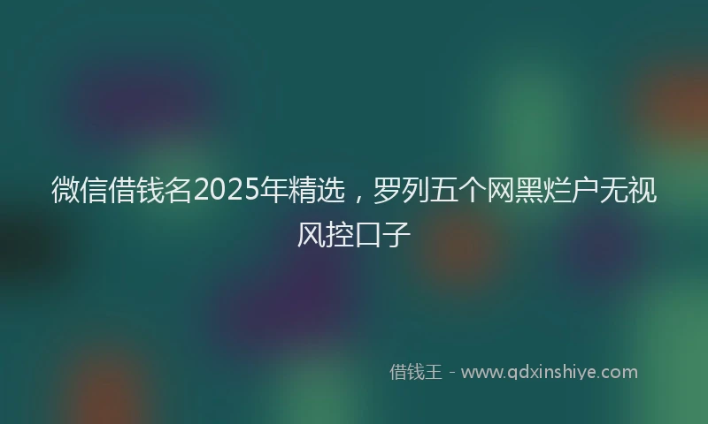 微信借钱名2025年精选，罗列五个网黑烂户无视风控口子