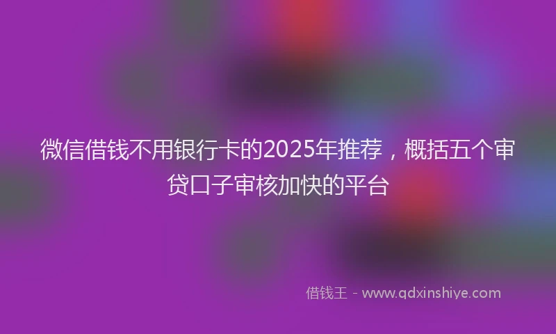 微信借钱不用银行卡的2025年推荐，概括五个审贷口子审核加快的平台