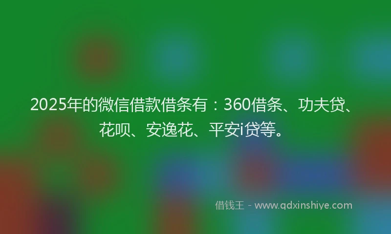 2025年的微信借款借条有：360借条、功夫贷、花呗、安逸花、平安i贷等。