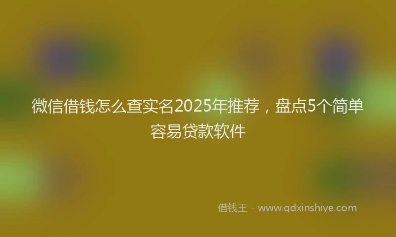 微信借钱怎么查实名2025年推荐，盘点5个简单容易贷款软件