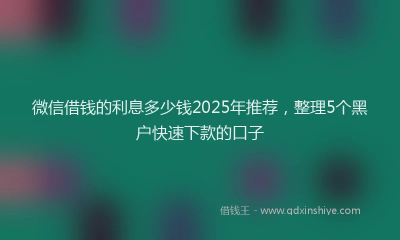 微信借钱的利息多少钱2025年推荐，整理5个黑户快速下款的口子