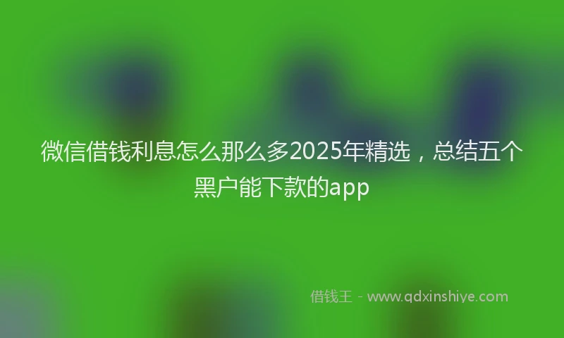 微信借钱利息怎么那么多2025年精选，总结五个黑户能下款的app