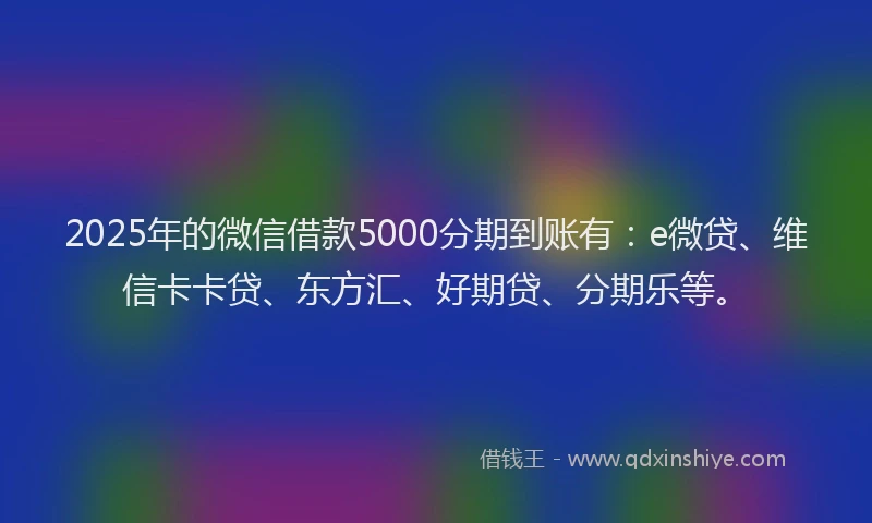 2025年的微信借款5000分期到账有：e微贷、维信卡卡贷、东方汇、好期贷、分期乐等。