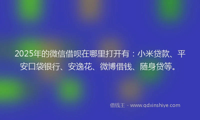 2025年的微信借呗在哪里打开有：小米贷款、平安口袋银行、安逸花、微博借钱、随身贷等。