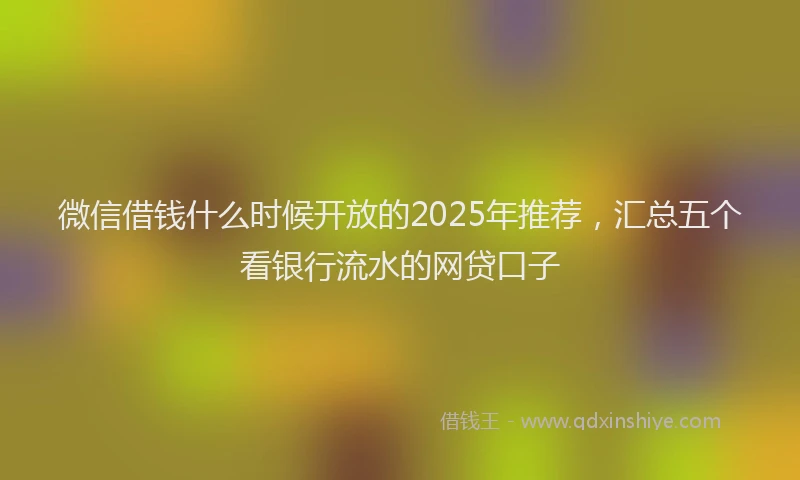 微信借钱什么时候开放的2025年推荐，汇总五个看银行流水的网贷口子
