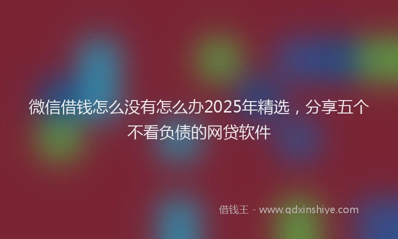 微信借钱怎么没有怎么办2025年精选，分享五个不看负债的网贷软件